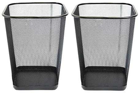 Best House | Metal Mesh Bin | Square | 9 Litres | GRAY | Metal Wire Waste Basket Bin | Paper Bin | Lightweight and Sturdy Rubbish Bin | Ideal for Kitchen Home Office Living Room Bedroom (Pack of 2)