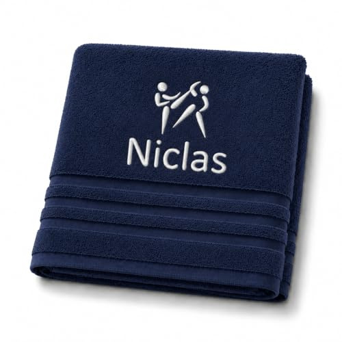 Pet-Jos Personalisiertes Handtuch mit Namen Schön gestickter Sport Name Handbadetuch 100% Baumwollhandtuch Sportliche Motive Personalized Custom Towel with Name (100 x 50 cm, Judo)