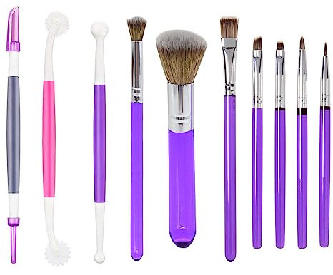 SUNTRADE 10 Pieces Cake Baking Brushes Food Paint Brush, for Cookie Chocolate Sugar Decoration Brushes Set with Fondant and Gum Paste Tool