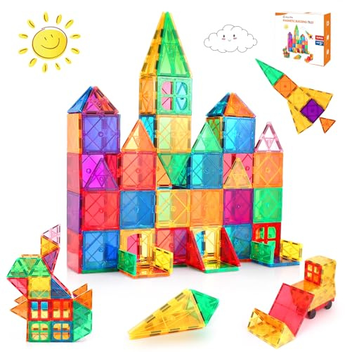 LeagoEra Blocs Construction Magnétiques Enfants Jouet 70 Pièces -3D Jeux Cadeau pour Enfants Construction Magnetique Enfant 3 4 5 6 7 8 Ans