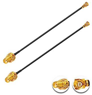 Vecys 2PCS U.F.L1 a SMA Femmina Cavo Coassiale a Bassa Perdita Cavo mini Coassiale 2 /5CM U.F.L1 da 1.37 mm a Codino per Router Wireless Mini PCIE Schede di rete PCI Wi-Fi WAN Repeater