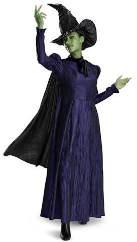 Disguise Wicked Elphaba Costume, Deluxe Official Wicked Elphaba Costume Cape and Hat for Women, Size (8-10)