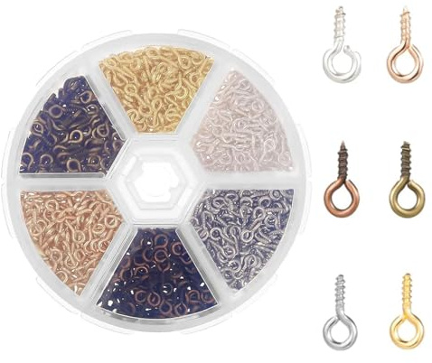KARELLS Viti ad Occhiello, Ganci a Vite con Occhiello, 900 Pezzi Ganci Avvitabili, Mini Occhi a Vite Ganci Autofilettanti, Occhielli a Vite, per Gioielli Creazione di Artigianato Fai da Te, 4 x 8 mm