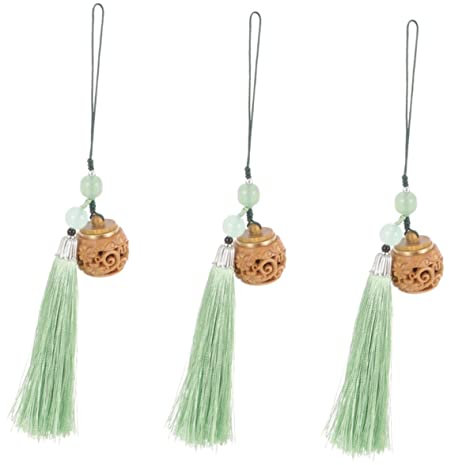 BESTonZON 3St Sachet Quaste Anhänger Armband-Lanyard Sachet-Kugelkette weihrauchkapseln Schlüsselband Sachet Telefonkette Kostüm dekor Handgelenk Handy Perlenkette Beutel schmücken Holz