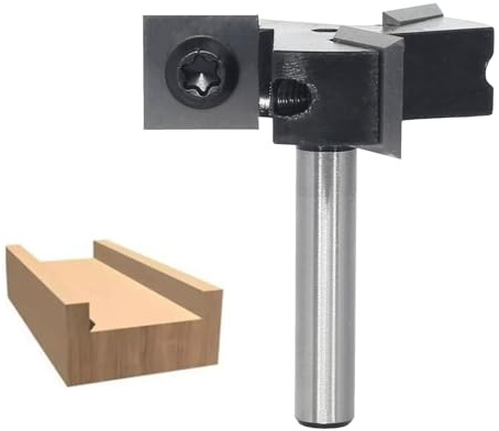 Sinoprotools Brocas de enrutador de superficie de alerón de 1/4 pulgadas, brocas de cepilladora con inserciones indexables, broca de aplanamiento de losa y fresadora de rebajadora (D=1-1/2 pulgadas, I