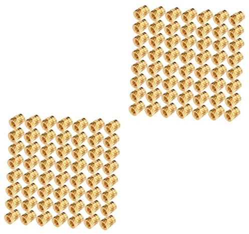 OUNONA 200 Stk heiße schmelznuss bindfaden zwirn rostfrei hitzebeständige Einpressmutter Kupfer Nussschale Gewindemutter Gewindeeinsätze Ring Metall Holz Messing 3D Drucker