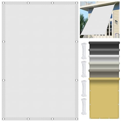 Sonnensegel Nach Maß mit ösen 1.8 x 3.5 m, Wasserdicht 98% UV Schutz Sonnensegel Quadrat inkl Befestigungsseile für Garten Terrasse, Weiß