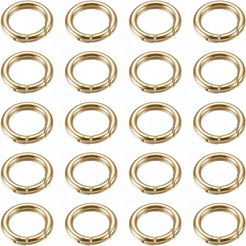 PLABBDPL 20 stück Karabiner Rund, Karabinerhaken Rund 20mm, Runder Karabiner Gold, Karabiner Ring, Schlüsselanhänger Ringe für Tasche Schmuck Schlüsselring Hundeleine DIY Handwerk Machen