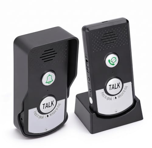 Drahtlose Gegensprechanlage Türklingel, 2-Wege-Sprach-Gegensprechanlage ABS Drahtlose Gegensprechanlage, 410-490-MHz-Türklingelsystemeinheit wasserdichte Gegensprechanlage,