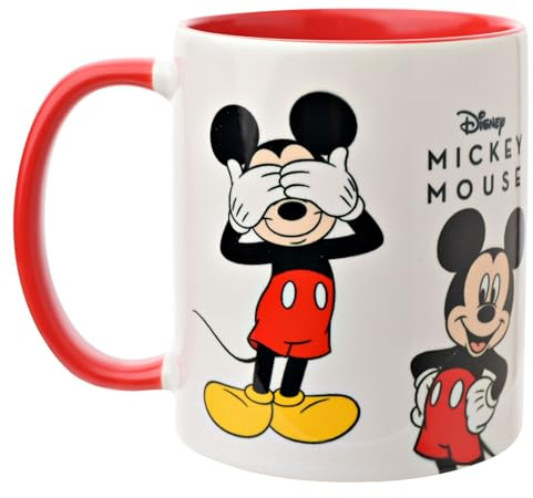 Disney Mickey Mouse Tasse à thé et café en grès émaillé Rouge et blanc | 325 ml