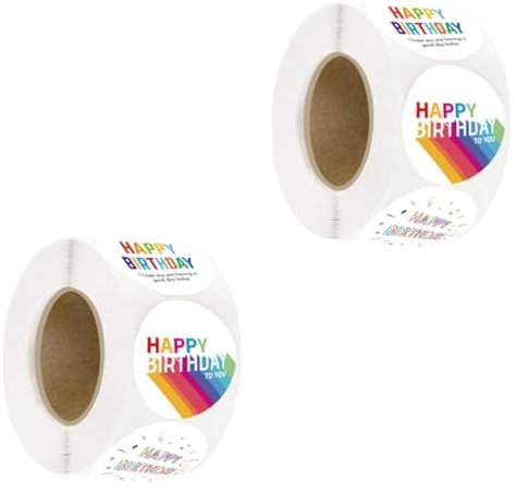 SEWACC 2rolls Self-Adhesive Label Stickers for Wrapping Birthday and Christmas Decorations Practical Seal Stickers for Crafts