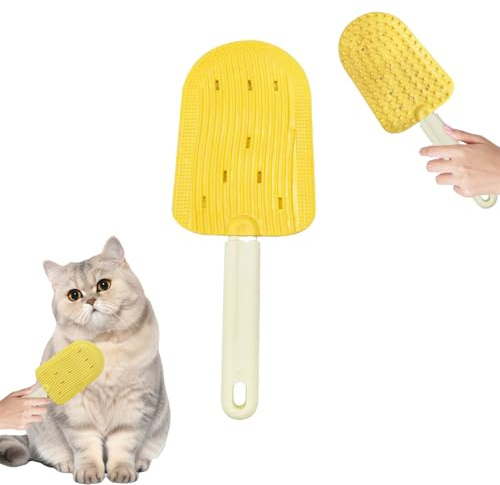 Katzenzungenbürste, Katzenhaarkamm mit zwei Seiten, Silikon Katzen Bürste Katzenkamm für Katzen oder Hunde (Yellow)