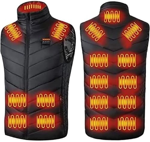HNGKGJBL Gilet Riscaldato per Uomo e Donna, Giubbino Riscaldante Elettrico con 3 Livelli di Riscaldamento e 17 Zone di Riscaldamento, Giacca Riscaldata USB per Equitazione All'aperto, Pesca, Sci(4XL)