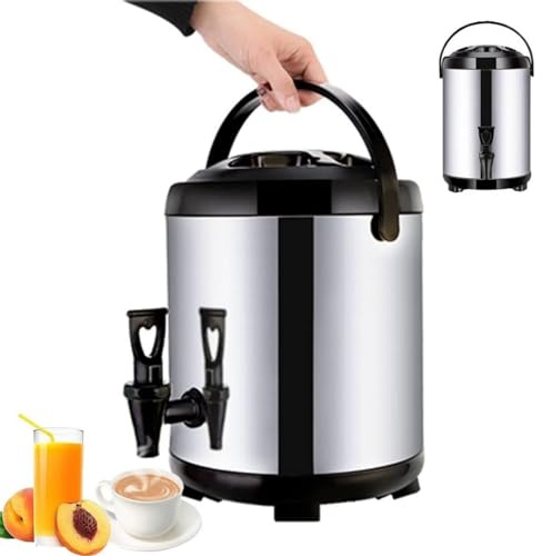 YTBHSHXZ Hervidor de Agua Caliente de Acero Inoxidable 304, Calentador de café con Tapa y Grifo, Cubo for té con Leche, Barril Aislado(8L)