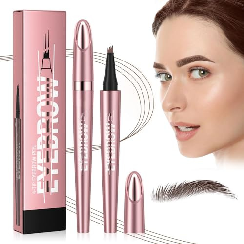 3D Magique Crayon à Sourcil imperméable avec 4 pointes de fourchette, 2024 Nouveau micro crayon à sourcils, crayon à sourcils crée sans effort des sourcils d'apparence naturelle (2# Marron foncé)