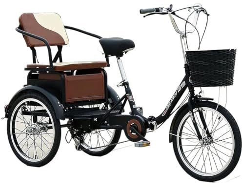 Dreirad für Erwachsene, 3-Rad-Einkaufsfahrrad, 3-Rad-Cruiser-Trike-Fahrräder, Faltbare Dreiräder for Erwachsene, 6-Gang-20-Zoll-3-Rad-Fahrräder mit dreirädrigen Fahrrädern und Cargo-Rückenlehne