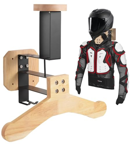 Motorrad Garderobe, Motorradhelm Halterung Wand, Helm Halterung Wand, Helmhalterung Wand für Motorrad Fußball Taktische Ausrüstung Geeignet, Hergestellt aus Edelstahl und Holz