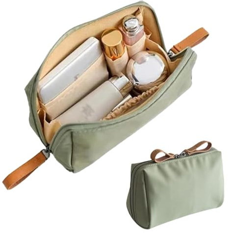 XPEX 1 Stück Schminktasche Klein, Kulturtasche Damen Klein, Tragbare Kosmetiktasche Damen, Kleine Multifunktions-Aufbewahrungstasche, Kosmetik Lagerung Für Reise Schlafzimmer, Bad(Grün) (Grün)