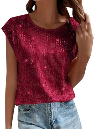 T Shirt Donna Maglia Brillantini Donna Giacca Glitter Donna Reggiseno Danza del Ventre Top Fucsia Donna Elegante Abbigliamento Donna Top Uncinetto Donna Body Metallizzato Donna Top Beach Volley Donna