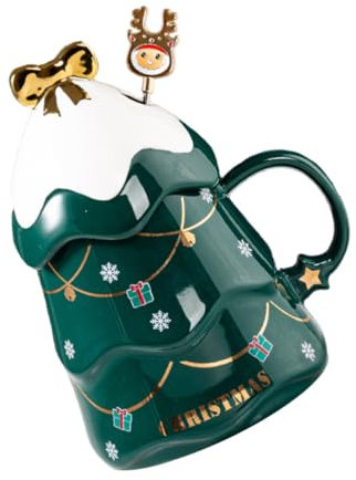 PRETYZOOM 1 Satz Weihnachtsbecher Baum Dekorationen süße Tassen Glaswaren Rot the office mug kaffeekännchen christmas dekoration Kaffeetasse Mehrzweck-Aufbewahrungsbecher Keramiktasse Green