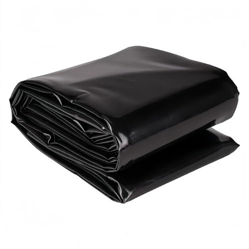pykaaiiu Strapazierfähige Schwarze Teichfolie Teichfolien Fischteichemembran Stärke 0.12 Mm Faltbar HDPE Poolfolie Abdichtungsfolie Für Kleine Teiche, Fischteiche, Gartenbrunnen(10 * 15m)