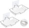 2 jaboneras sin taladrar, soporte para jabón de acero inoxidable, soporte de pared para ducha, soporte de esponja, baño, cocina