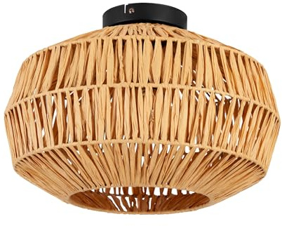 EGLO Deckenlampe Sheldon, Wohnzimmer Deckenleuchte Boho | Wohnzimmerlampe mit Lampenschirm aus Bast Papier, Lampe Decke mit E27 Fassung, Ø 38 cm