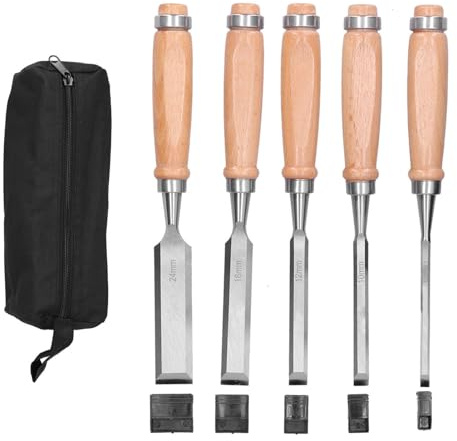 Keenso Long -Lived Hard Woodworking Chisel Set Light Handle Editor Gravusrißel 5 STCs for Craftsmen