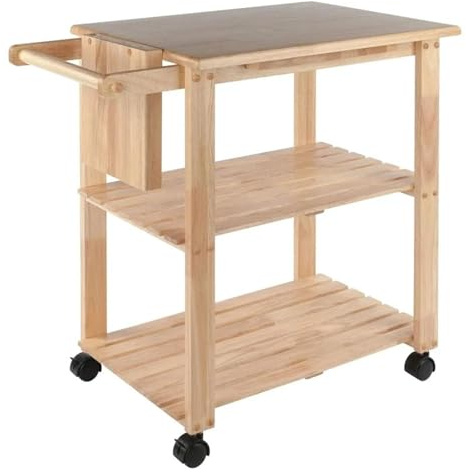 Carrello da cucina in legno massello con armadietto e ripiano da tavolo, mobili da cucina di alta qualità per una maggiore conservazione e spazio di lavoro