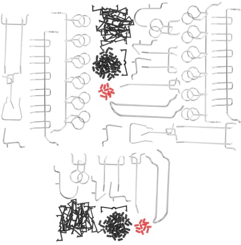 Cabilock 2 Juegos Ganchos Metálicos para Paneles Perforados con Cubiertas Antideslizantes Ganchos para Estantes Tiendas y Organización de Cocina y Garaje