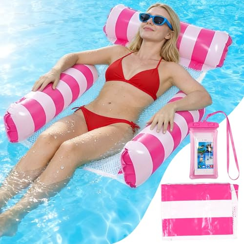 FEMONGY Hamaca de Agua, Sillon Hinchable Piscina, Colchoneta con Rejilla
