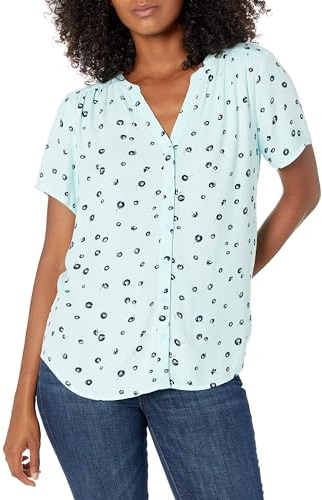 Amazon Essentials Blusa Tejida de Manga Corta y Corte Holgado Mujer, Azul Agua Amapola, XXL