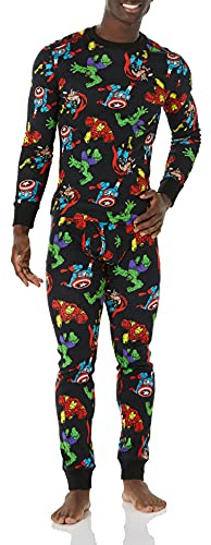 Amazon Essentials Disney | Marvel | Star Wars Herren Eng anliegende Schlafanzug-Sets, Marvel Avengers - Mens Snug-fit, L