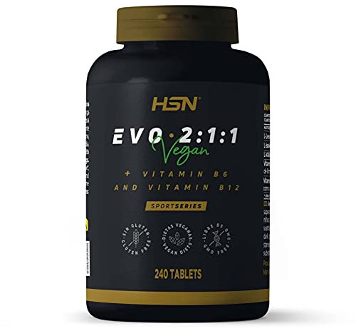 HSN BCAA Evo 2:1:1 | 240 Tabletas | 6000mg Aminoácidos Ramificados Ratio 2 1 1 (Leucina, Valina, Isoleucina) por Dosis Diaria + Vitamina B6 y B12 | No-GMO, Vegano, Sin Gluten