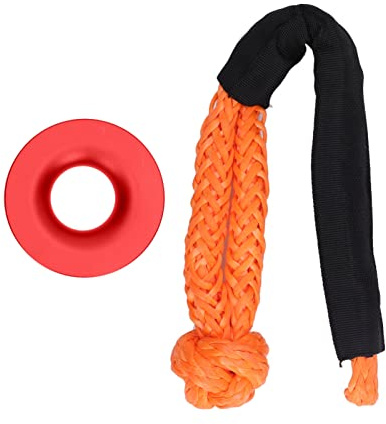 Kit d'anneau de récupération de manille souple, anneau de récupération d'arrachement flexible en alliage d'aluminium en nylon noir rouge pour le sauvetage de véhicules(rouge)