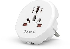 Garza - Adattatore Universale da Viaggio tipo E/F per Francia, Germania, Italia e altri paesi, 5 in 1 compatto e sicuro, progettato per i viaggiatori internazionali. Presa adattatore