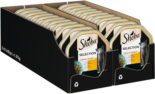 SHEBA Schale Nassfutter für Katzen Selection in Sauce mit Kalb und Truthahn 2 x 11 x 85g