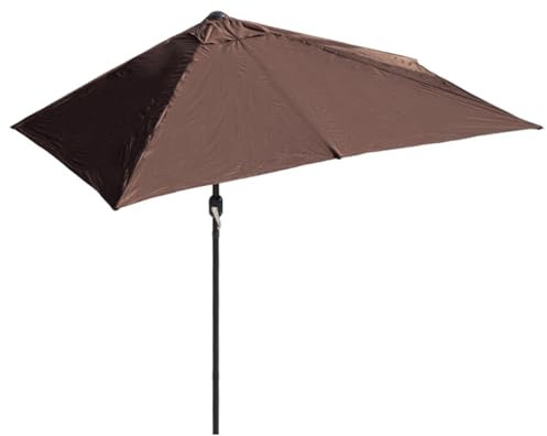 DJJYCTNM Halber Sonnenschirm – 6,6 Fuß Sonnenschirm Balkon mit Einfacher Kurbel, Neigbar – Halber Sonnenschirm für Den Außenbereich – Kleiner Baldachin für Balkon, Tisch oder Terrasse (Color : Brown)
