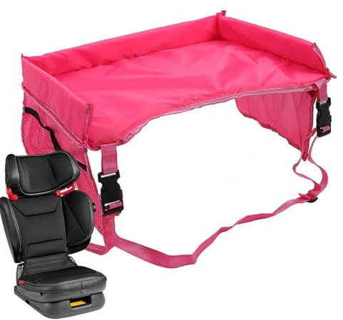 Car Seat Tray for Kids – Kids Travel Tray with Organizer Bag | Road Trip Activity Station for Children, Boys, Girls, Drawing, Snacks, Learning, Entertainment, Backseat Toy Holder