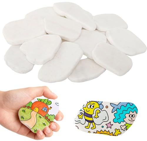 Gobesty 15 Stück Steine zum Bemalen, 5-8 cm Kieselsteine zum Bemalen, Weiße Glatte Steine zum Bemalen Flach für Bunte Malerei Dekoration DIY Aquarium Steine für Bunte Malerei Dekoration
