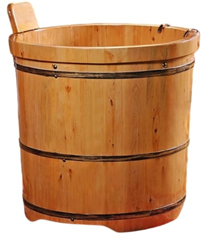 Runde Badewanne Aus Massivholz, Tiefe Wassertherapie-Badewanne Für Kinder Im Japanischen Stil, Freistehende Holzbadewanne Für Den Innenbereich – Platzsparender Whirlpool,100cm/39.3in