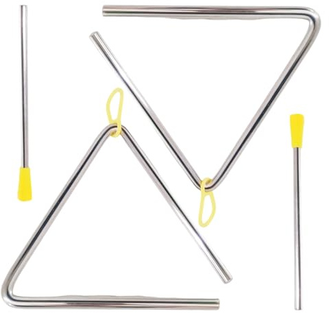 Triangle, Percussion Instruments Set with 2 Triangles Strikers, 12.5 cm Compact Size, Triangle Instrument, Musical Instruments, Ideal for Music Education and Play