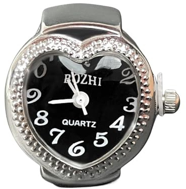 Damen-Fingeruhr, einzigartige Herzform, dehnbares Band, elastisches Ringuhren, kreative Herzform, Fingerringuhr für Damen und Herren