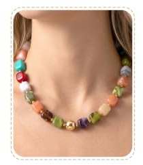 ilasif Beaded Necklaces for Women, Chunky Bead Jewellery for Girls Colorful Resin Bead Necklace Boho Statement Summer Beach Party Mum Women Girl Birthday Gifts