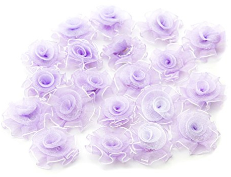 HAND fiore grazioso Sew On Organza Trim per Abbigliamento e Accessori abbellimento 32 millimetri x 32mm Confezione da 20, Lilla