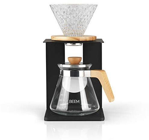 BEEM POUR OVER Kaffeebereiter Set für 4 Tassen | Inkl. Glas-Handfilter & Glaskanne mit Deckel | Für manuelle Kaffeebrühkunst auf traditionelle Art | Edles & modernes Design