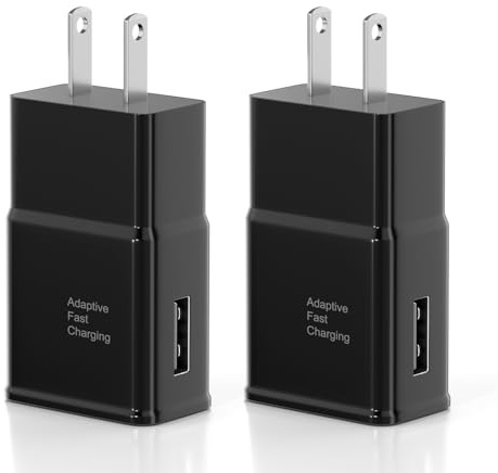 Samsung Adaptive Fast Charging USB Wall Charger Adapter for Samsung Galaxy S26/S26 Ultra/S26+/S25 Ultra/S25/S25+/S25/s24/s23S8 S9 / Edge/Plus/Active, Quick Charge, Android Phone Travel Plug -2 Pack