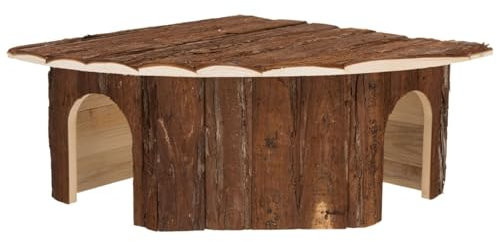 TRIXIE 62044 Eckhaus Jesper, 2 Ausgänge, Kaninchen, Rindenholz, 52 × 18 × 37/37 cm