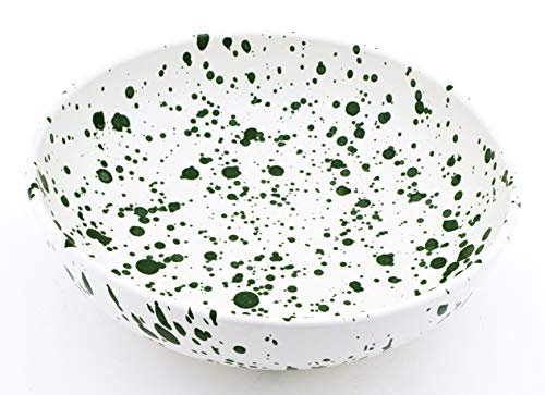 Art Escudellers INSALATIERA 30 CM in Ceramica Fatto e Dipinto a Mano con Decorazione Mate Verde. 30 cm x 30 cm x 9 cm