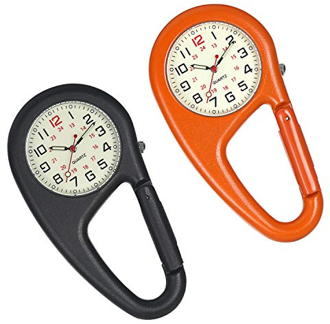 Avaner Taschenuhr mit Karabiner Karabineruhr mit leuchtendes Zifferblatt, leuchtende Zeiger, Mattes Gehäuse Unisex FOB Analog Quarzwerk Krankenschwesteruhr für Klettern Sport